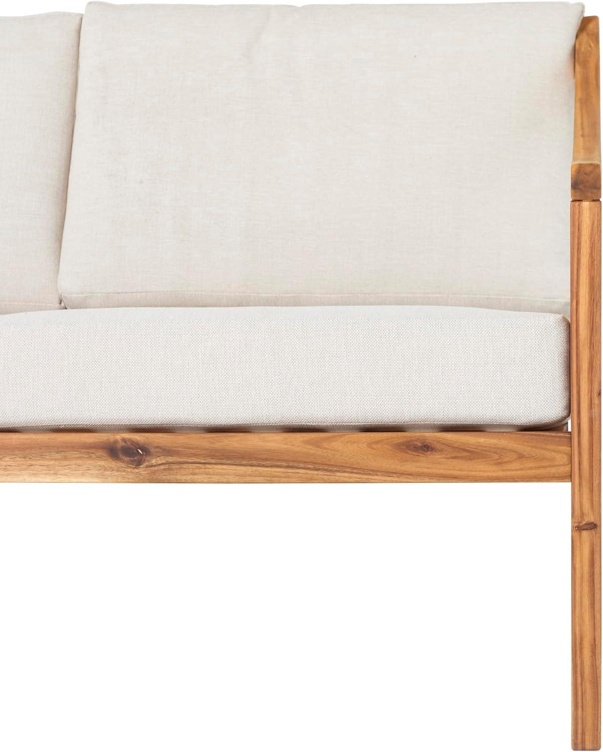 imageWalker Edison Modern Solid Wood CurvedArm Cushioned Outdoor Loveseat 50 Inch NaturalNatural