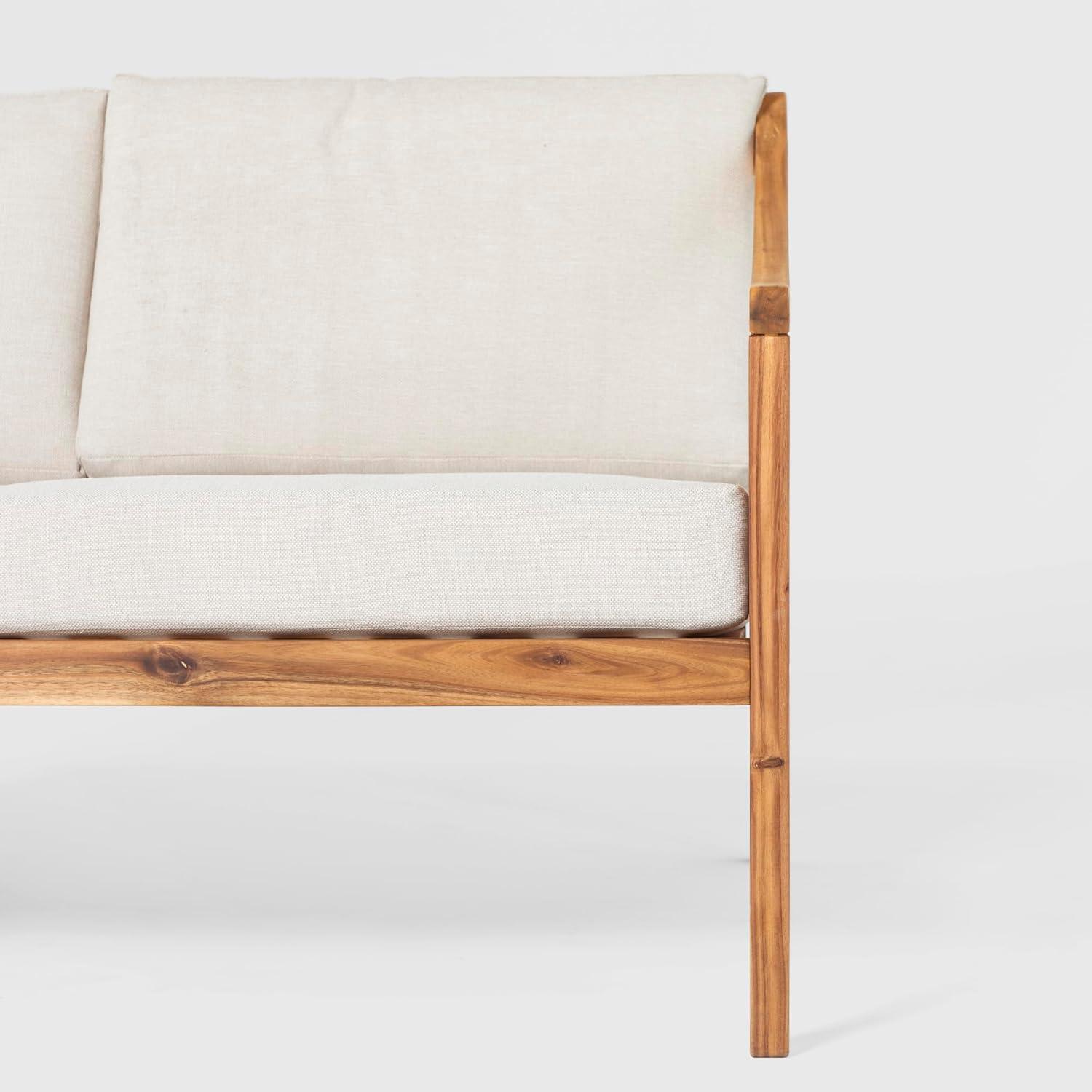 imageWalker Edison Modern Solid Wood CurvedArm Cushioned Outdoor Loveseat 50 Inch NaturalNatural