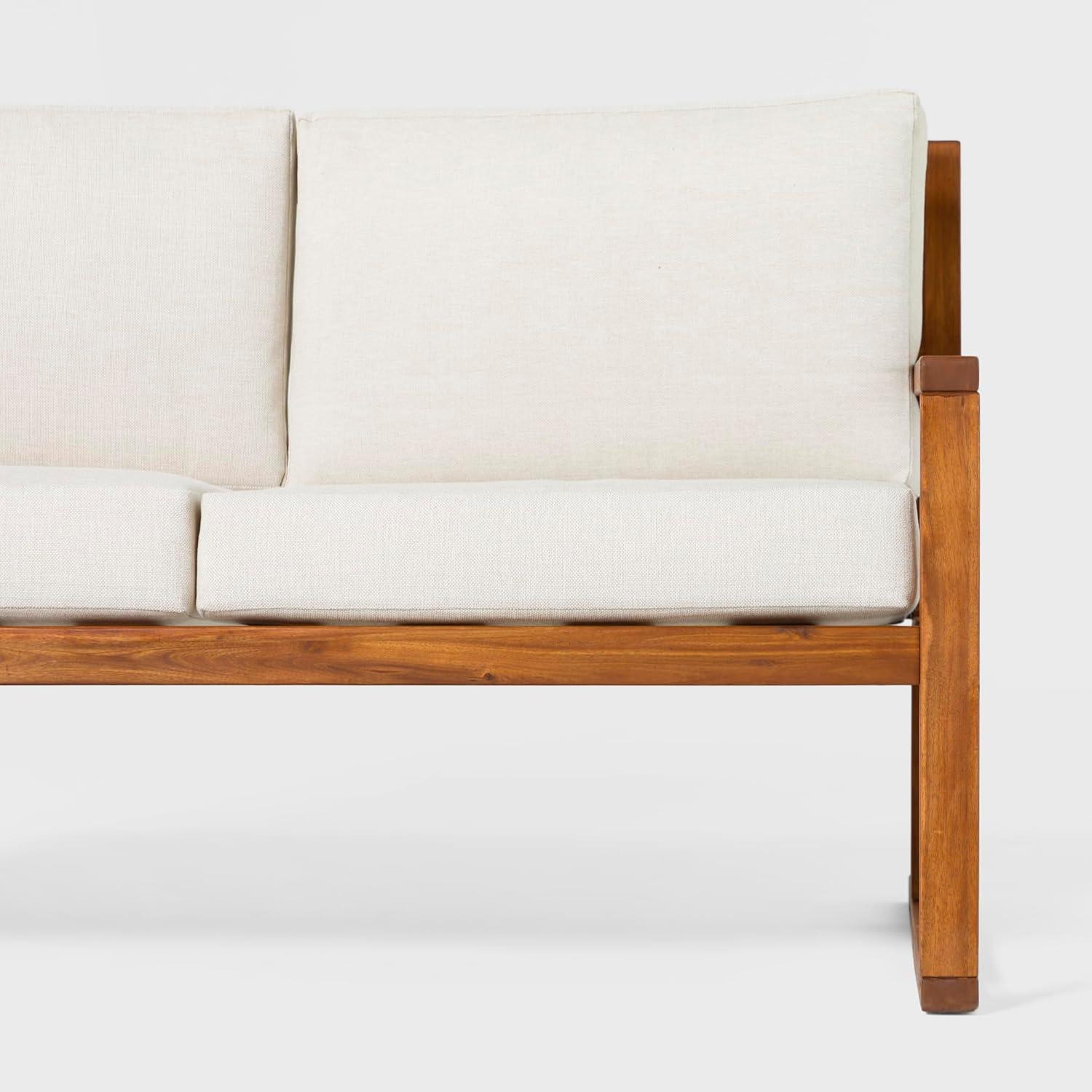 imageWalker Edison Modern Solid Wood SlatBack Patio Loveseat 52 Inch BrownBrown