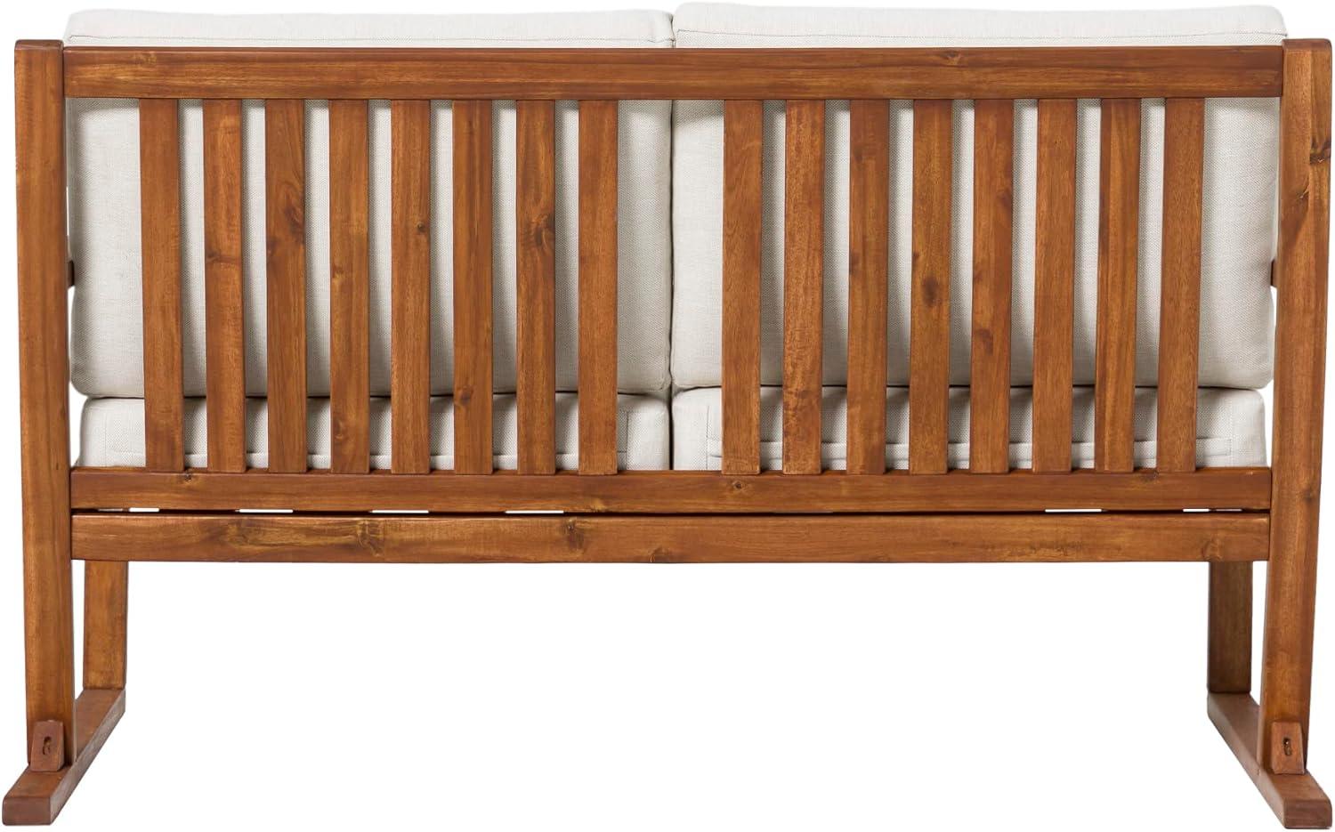 imageWalker Edison Modern Solid Wood SlatBack Patio Loveseat 52 Inch BrownBrown
