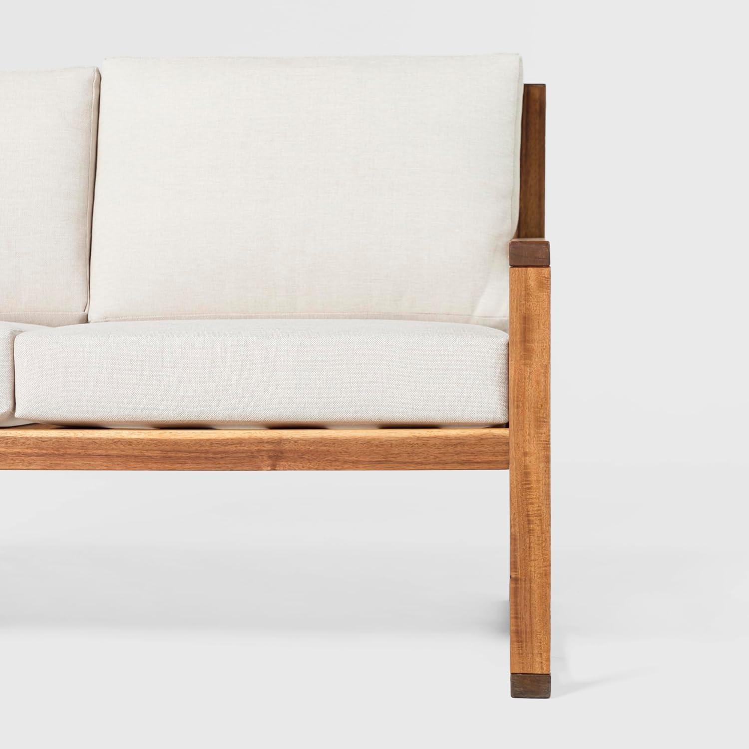 imageWalker Edison Modern Solid Wood SlatBack Patio Loveseat 52 Inch BrownNatural