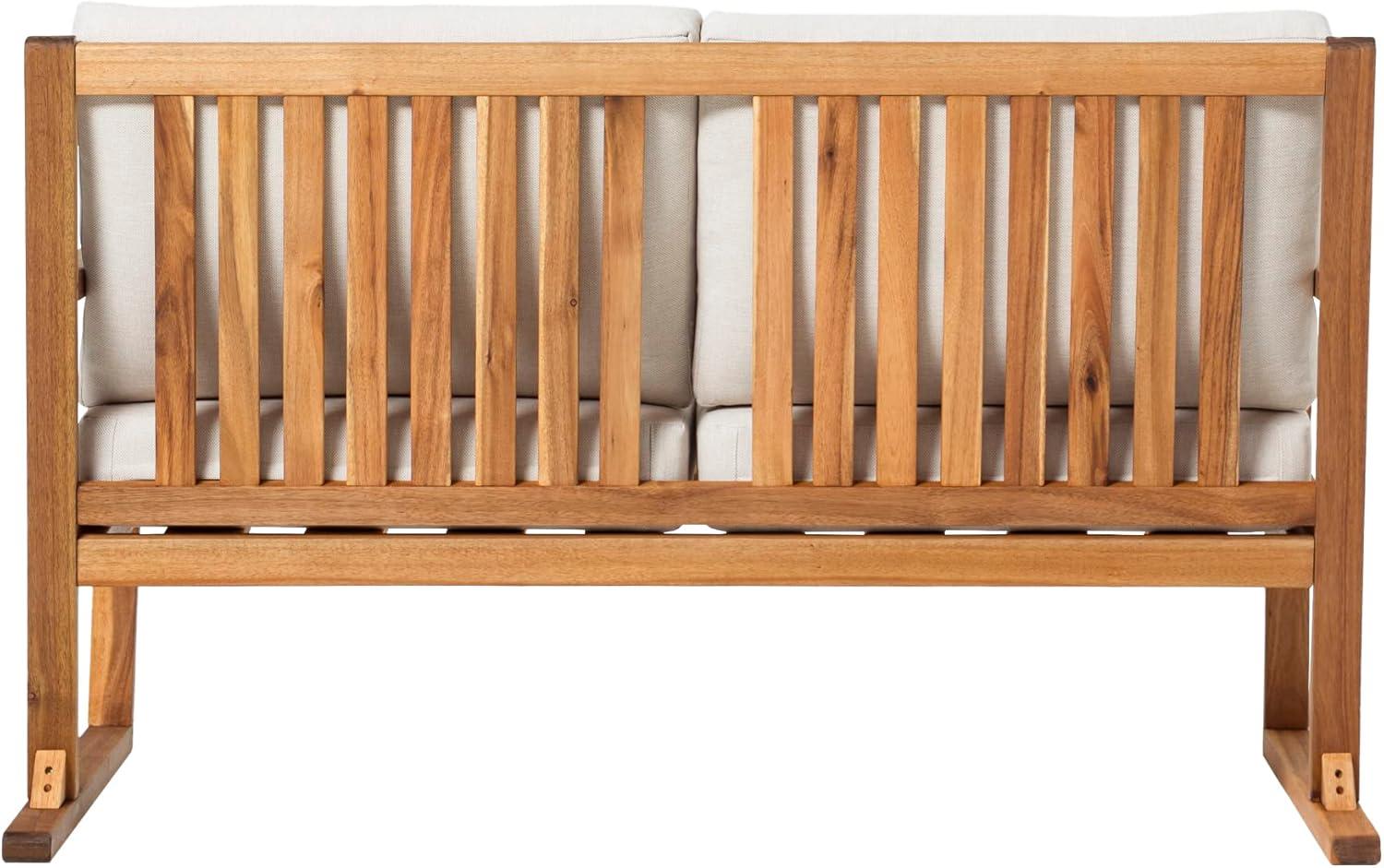 imageWalker Edison Modern Solid Wood SlatBack Patio Loveseat 52 Inch BrownNatural