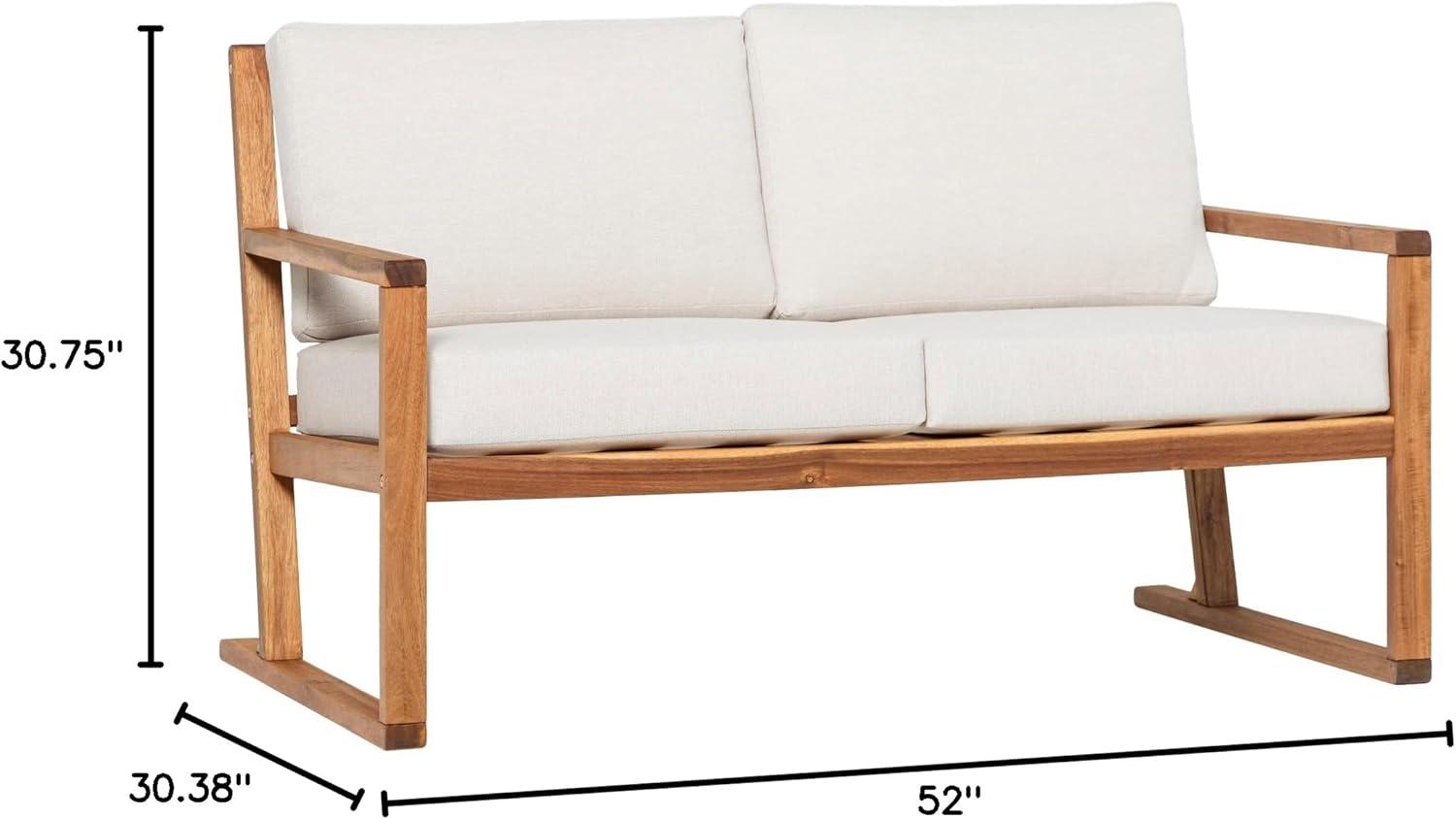 imageWalker Edison Modern Solid Wood SlatBack Patio Loveseat 52 Inch BrownNatural