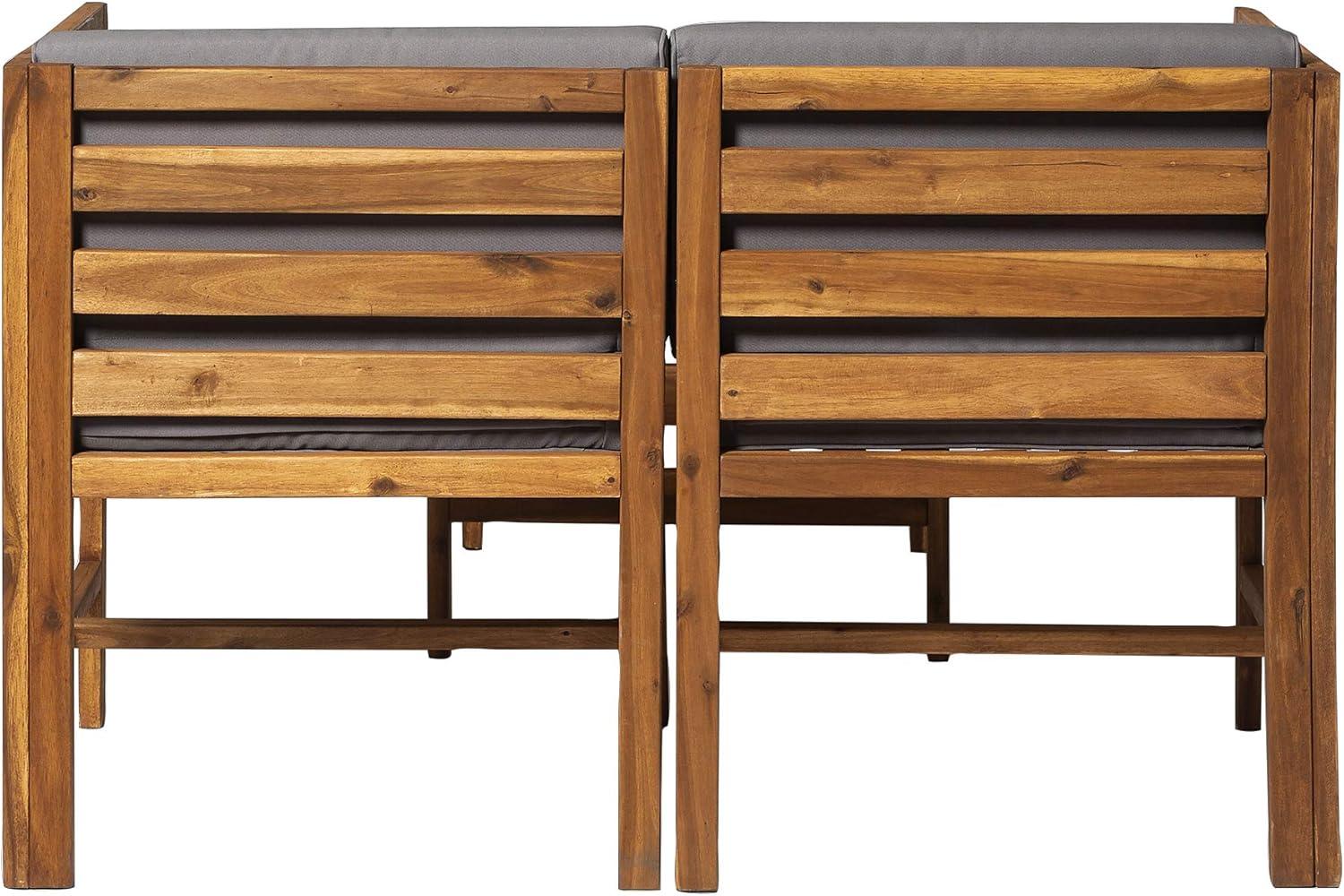 imageWalker Edison Ravello Contemporary 3 Piece Acacia Wood Outdoor Modular Chat Set with Cushions Set of 3 Dark BrownBrown