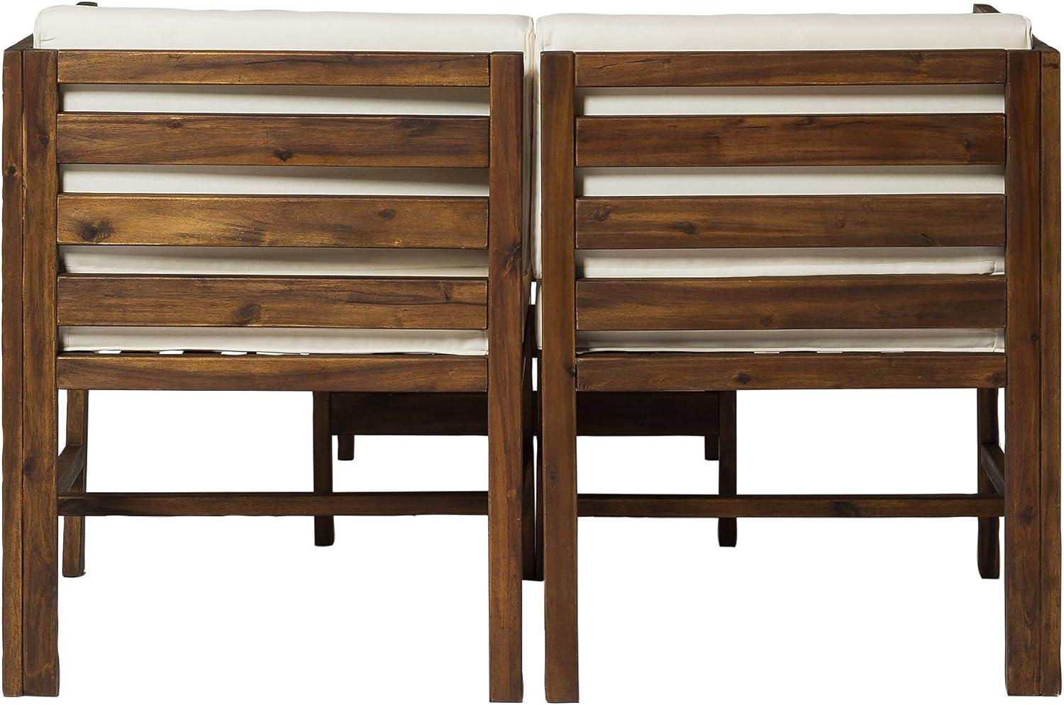 imageWalker Edison Ravello Contemporary 3 Piece Acacia Wood Outdoor Modular Chat Set with Cushions Set of 3 Dark BrownDark Brown