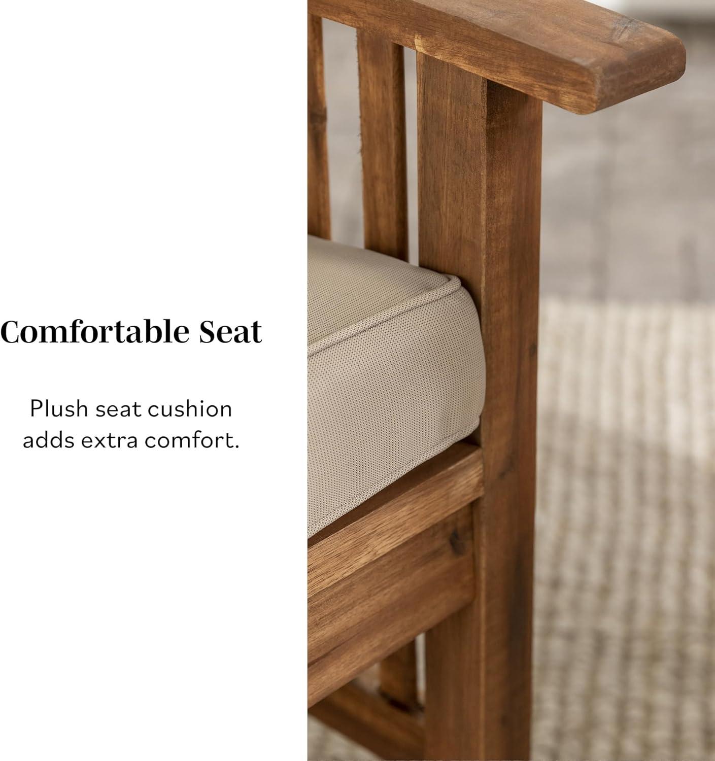 imageWalker Edison Rendezvous Modern 2 Piece Solid Acacia Wood Slat Back Outdoor Dining Chairs Set of 2 BrownBrown