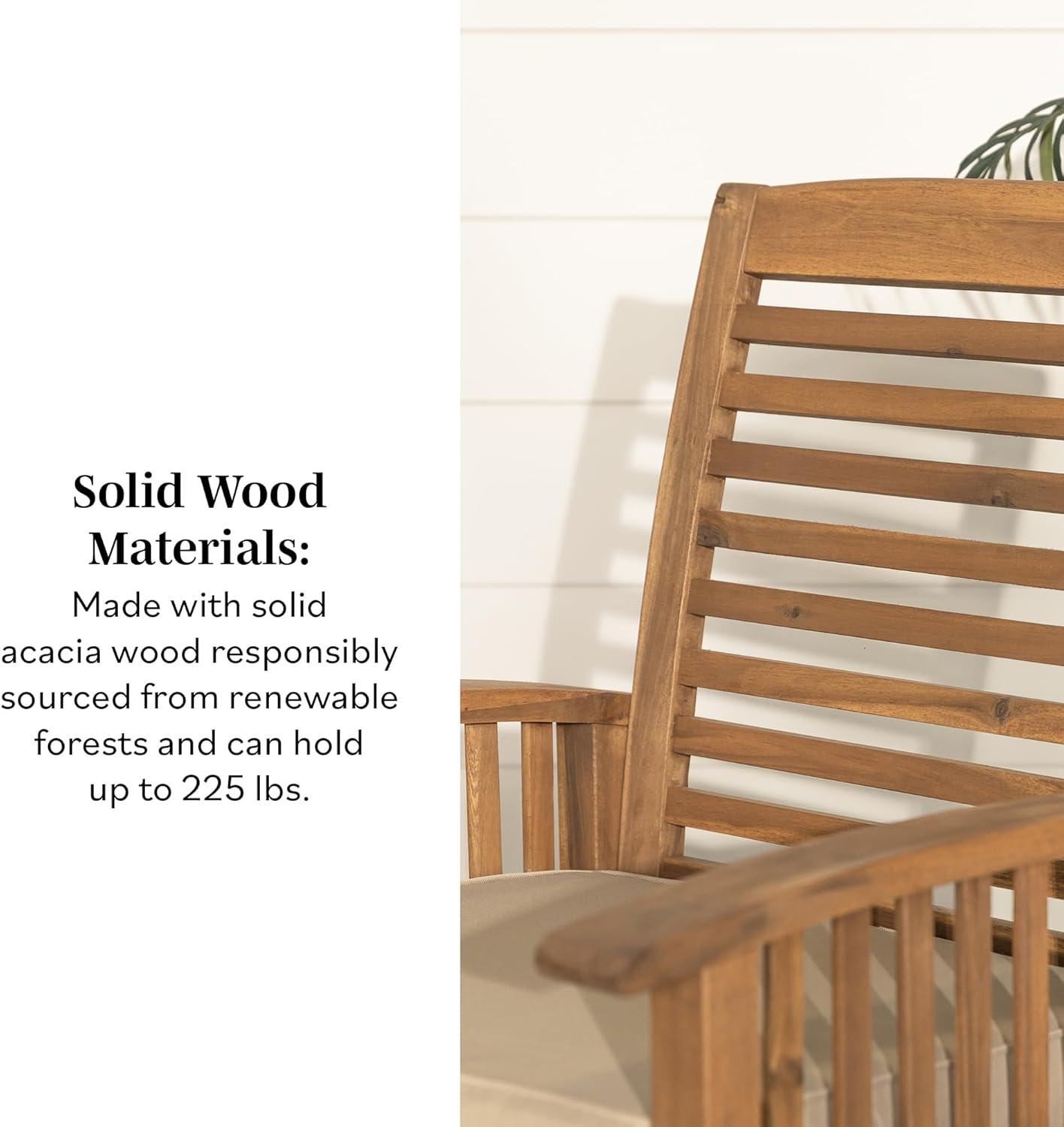 imageWalker Edison Rendezvous Modern 2 Piece Solid Acacia Wood Slat Back Outdoor Dining Chairs Set of 2 BrownBrown