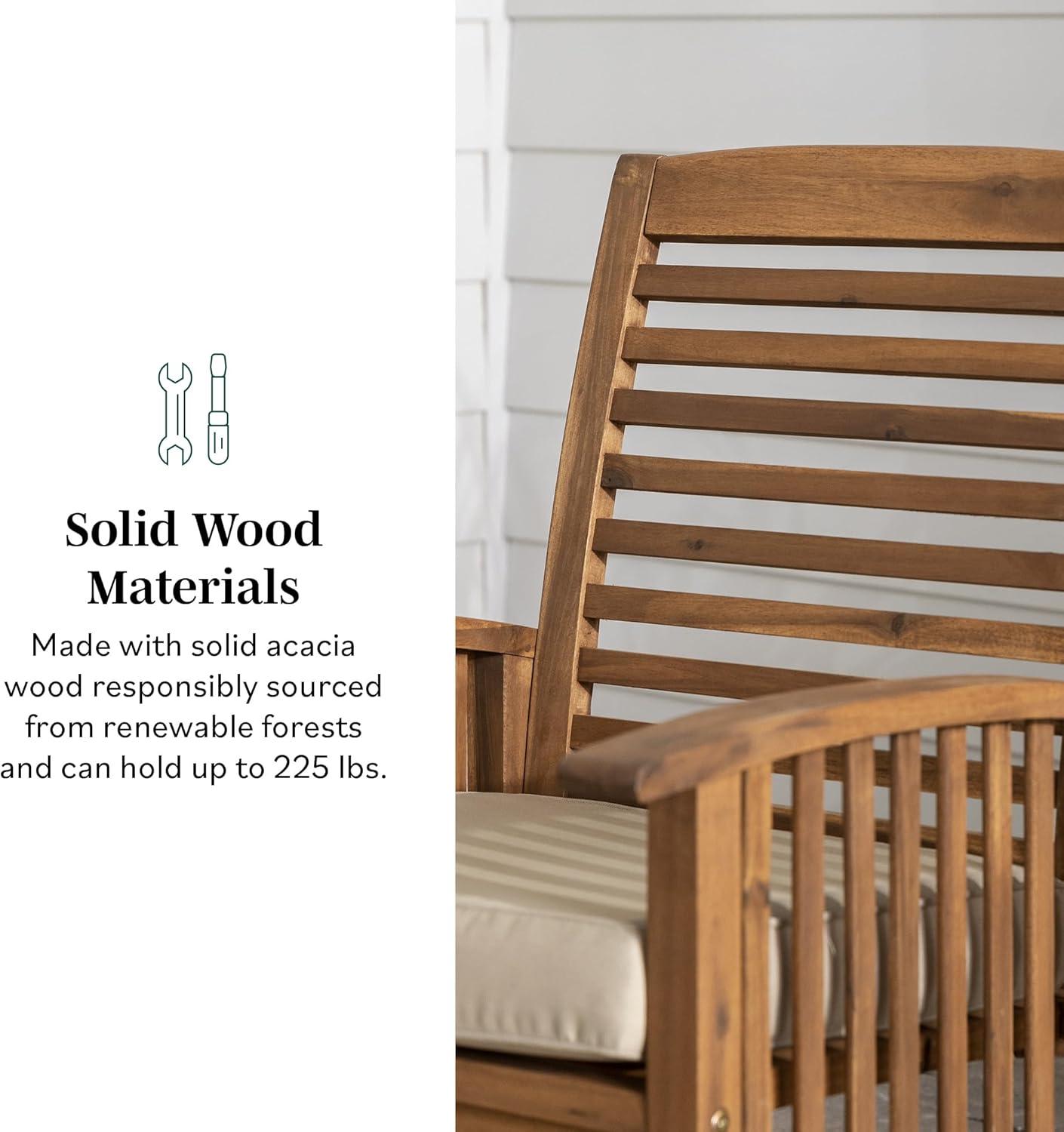 imageWalker Edison Rendezvous Modern 2 Piece Solid Acacia Wood Slat Back Outdoor Dining Chairs Set of 2 BrownDark Brown