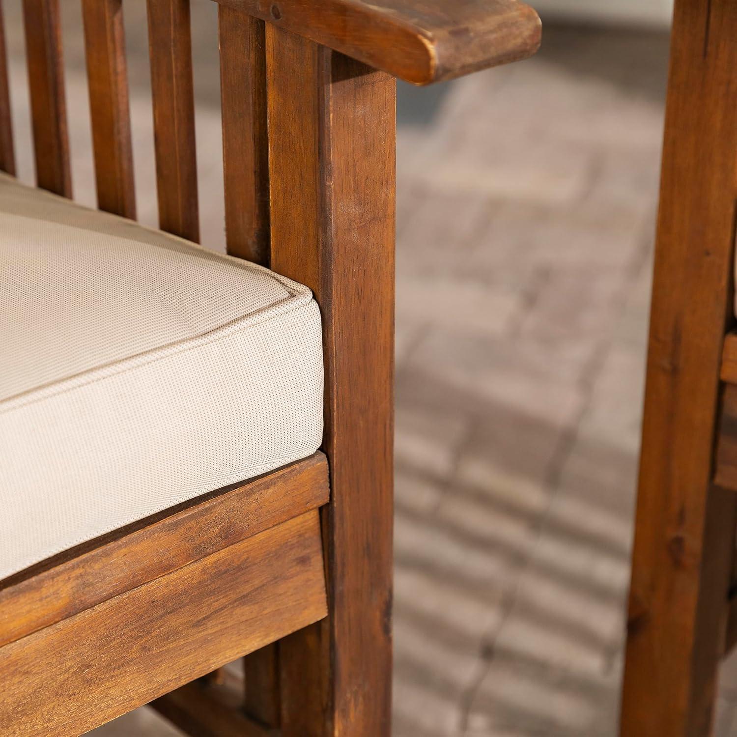 imageWalker Edison Rendezvous Modern 2 Piece Solid Acacia Wood Slat Back Outdoor Dining Chairs Set of 2 BrownDark Brown