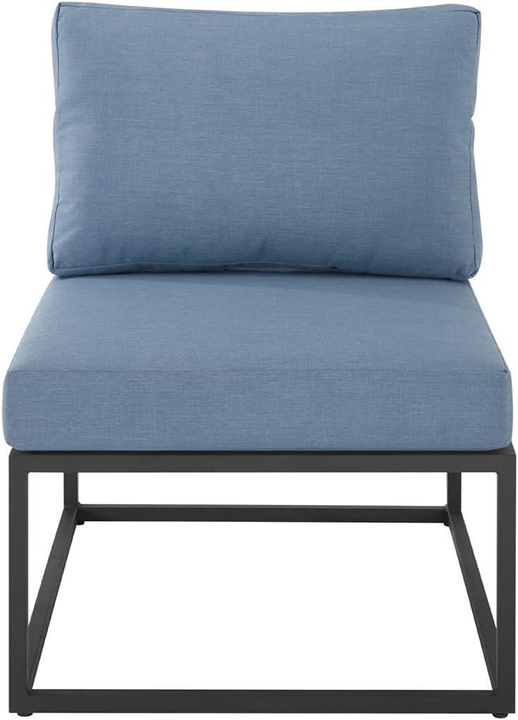 imageWalker Edison Tropez Contemporary Steel Frame Modular Armless Patio Chair with Rope Cord Detail 27 Inch BlueBlue