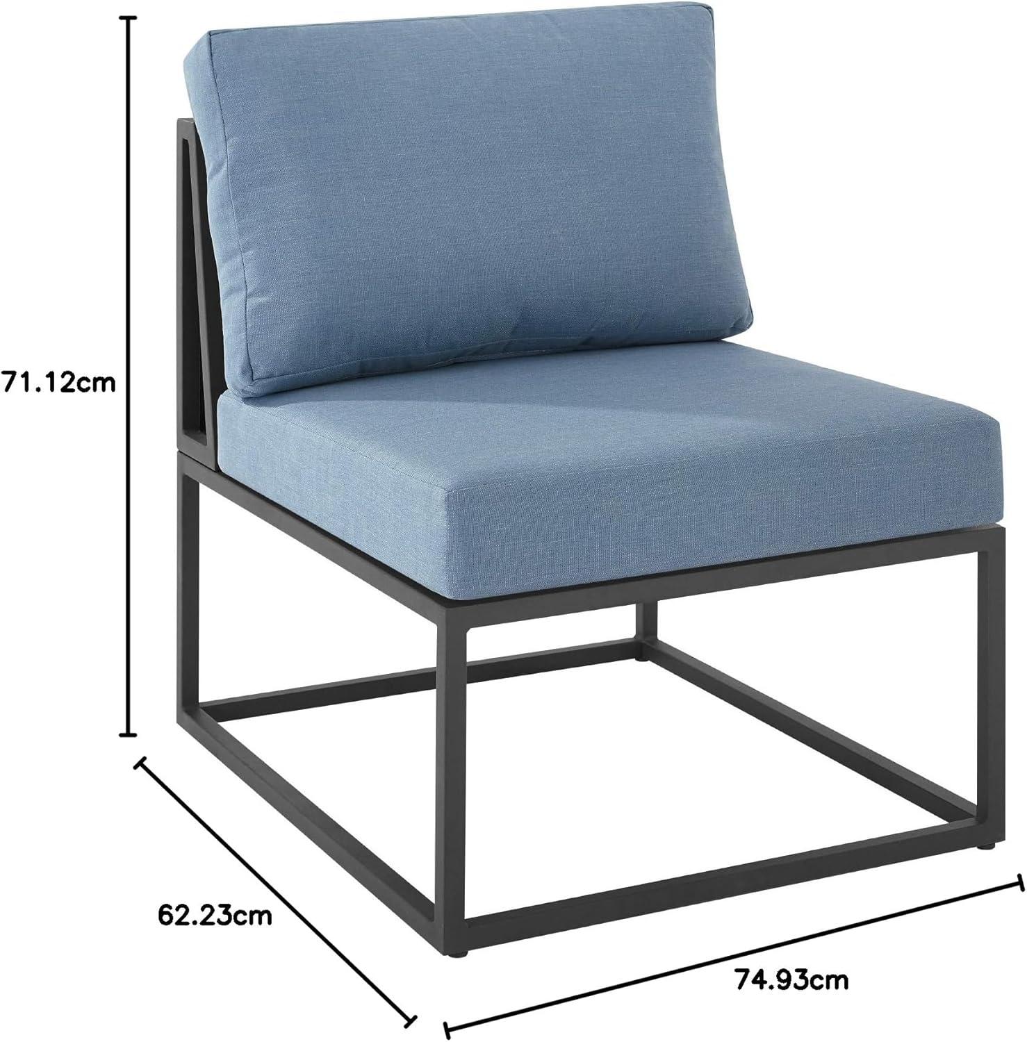 imageWalker Edison Tropez Contemporary Steel Frame Modular Armless Patio Chair with Rope Cord Detail 27 Inch BlueBlue