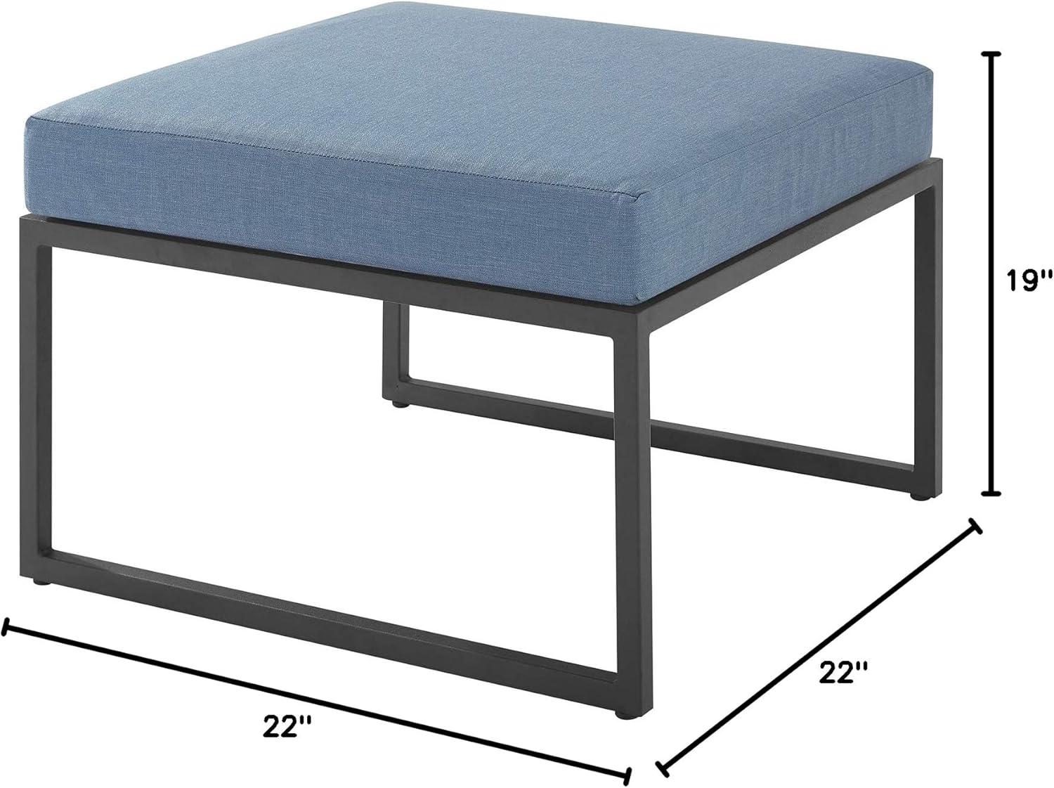 imageWalker Edison Tropez Contemporary Steel Frame Modular Armless Patio Chair with Rope Cord Detail 27 Inch BlueBlue