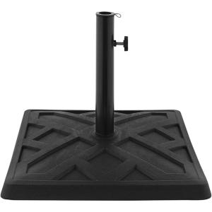 Walker Edison Mari Modern Polyresin Square Umbrella Stand with Metal Design, 18 Inch, Black(Black)
