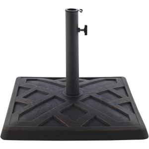 Walker Edison Mari Modern Polyresin Square Umbrella Stand with Metal Design, 18 Inch, Black(Bronze)