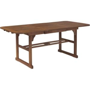 Walker Edison Maui Modern Solid Acacia Wood Slatted Patio Dining Table, 78 Inch, Dark Brown(Dark Brown)