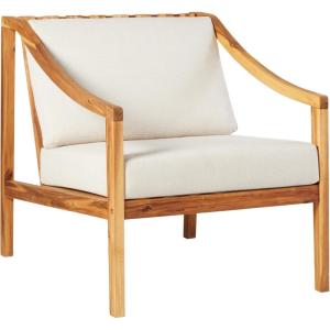 Walker Edison Modern Solid Wood Outdoor Curved Arm Club Chair – Natural(Natural)