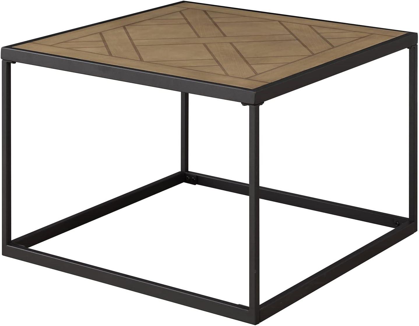 imageWalker Edison Cavyl Contemporary OpenBox Metal Frame Square Coffee Table 25 Inch Parquet Veneer