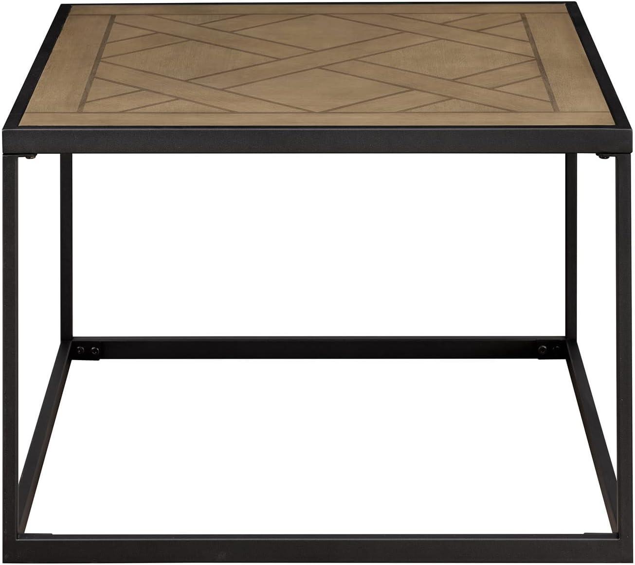 imageWalker Edison Cavyl Contemporary OpenBox Metal Frame Square Coffee Table 25 Inch Parquet Veneer