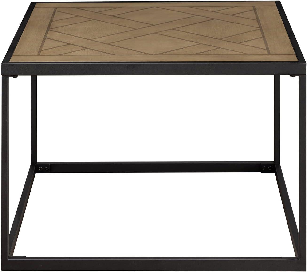imageWalker Edison Cavyl Contemporary OpenBox Metal Frame Square Coffee Table 25 Inch Parquet Veneer