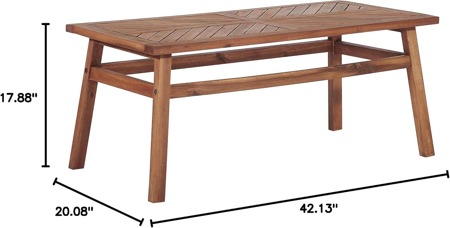 imageWalker Edison Outdoor Patio Wood Chevron Rectangle Coffee Table All Weather Backyard Conversation Garden Poolside Balcony 42 Inch BrownBrown