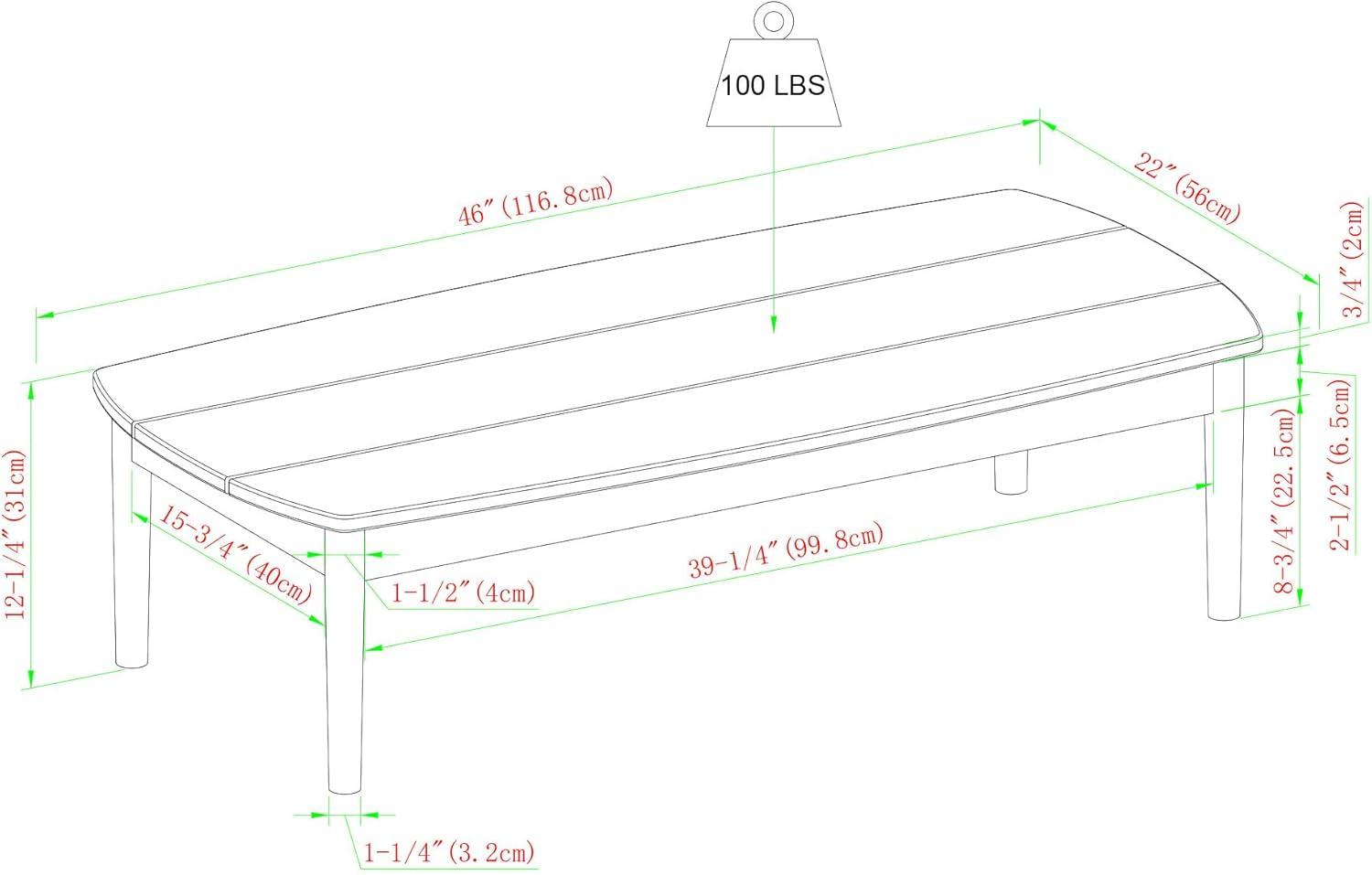 imageWalker Edison Itha Modern Solid Eucalyptus Outdoor Patio Coffee Table 46 Inch BrownBrown