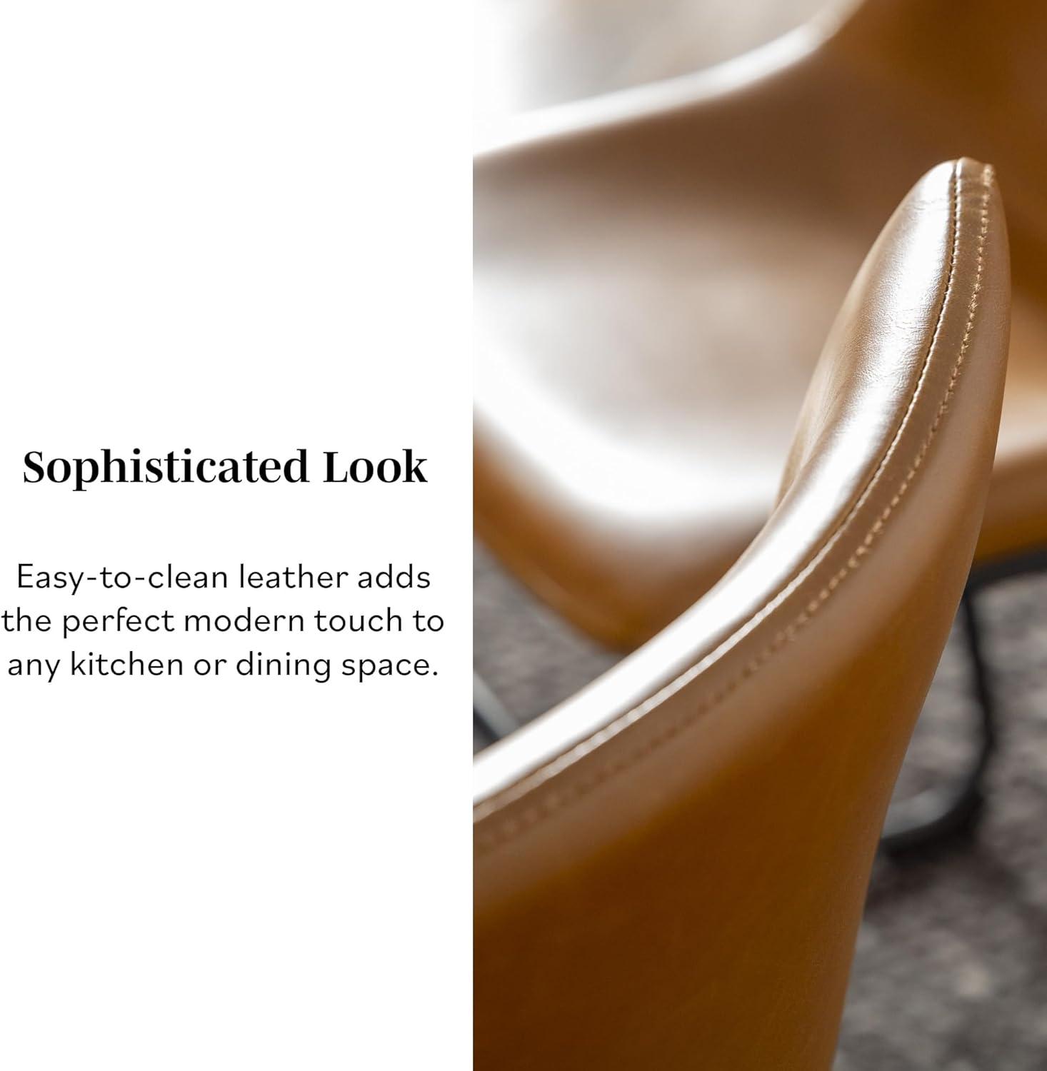 imageWalker Edison Douglas Urban Industrial Faux Leather Armless Dining Chairs Set of 2 Whiskey BrownWhiskey Brown