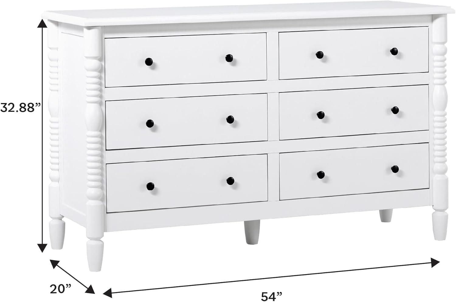 imageWalker Edison EZ Assembly Premium Traditional Solid Wood 6Drawer Dresser Vintage Chest of Drawers Spindle Dresser Quick Assembly Furniture 54 Inch Dark BrownWhite