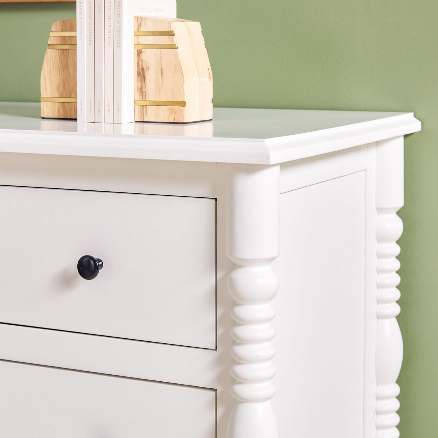 imageWalker Edison EZ Assembly Premium Traditional Solid Wood 6Drawer Dresser Vintage Chest of Drawers Spindle Dresser Quick Assembly Furniture 54 Inch Dark BrownWhite