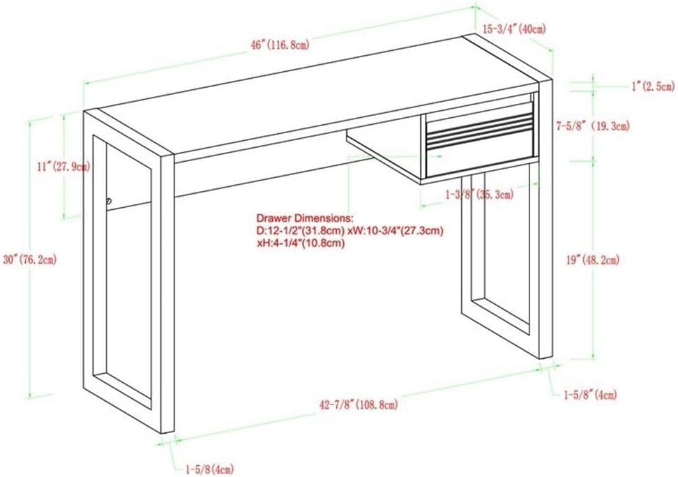 imageWalker Edison Fluted Small Computer Laptop Writing Vanity Desk with Drawers 46 Inch Black and WalnutBlackWalnut