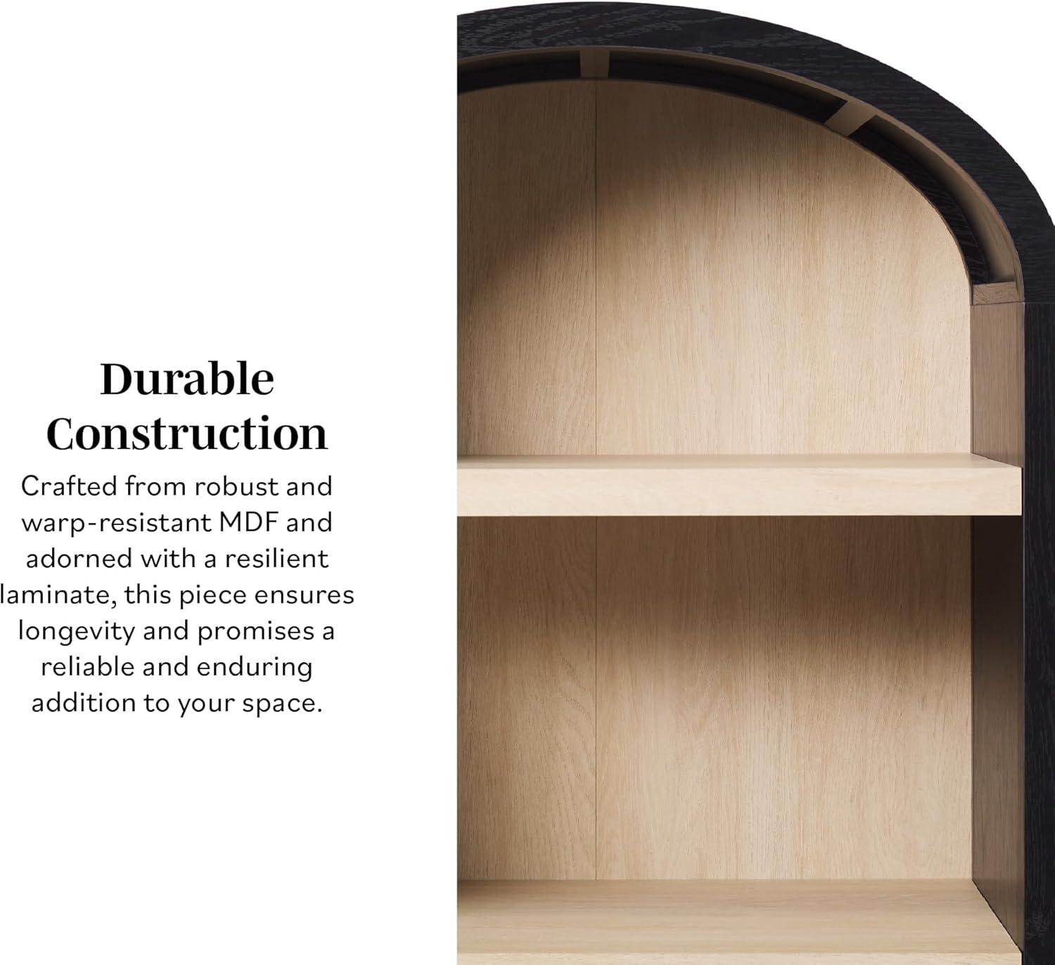 imageWalker Edison Modern Curved Top Open 5Shelf Bookcase Arched Bookshelf for Home Office Living Room Bedroom Versatile Attractive Storage Solution BlackBlack