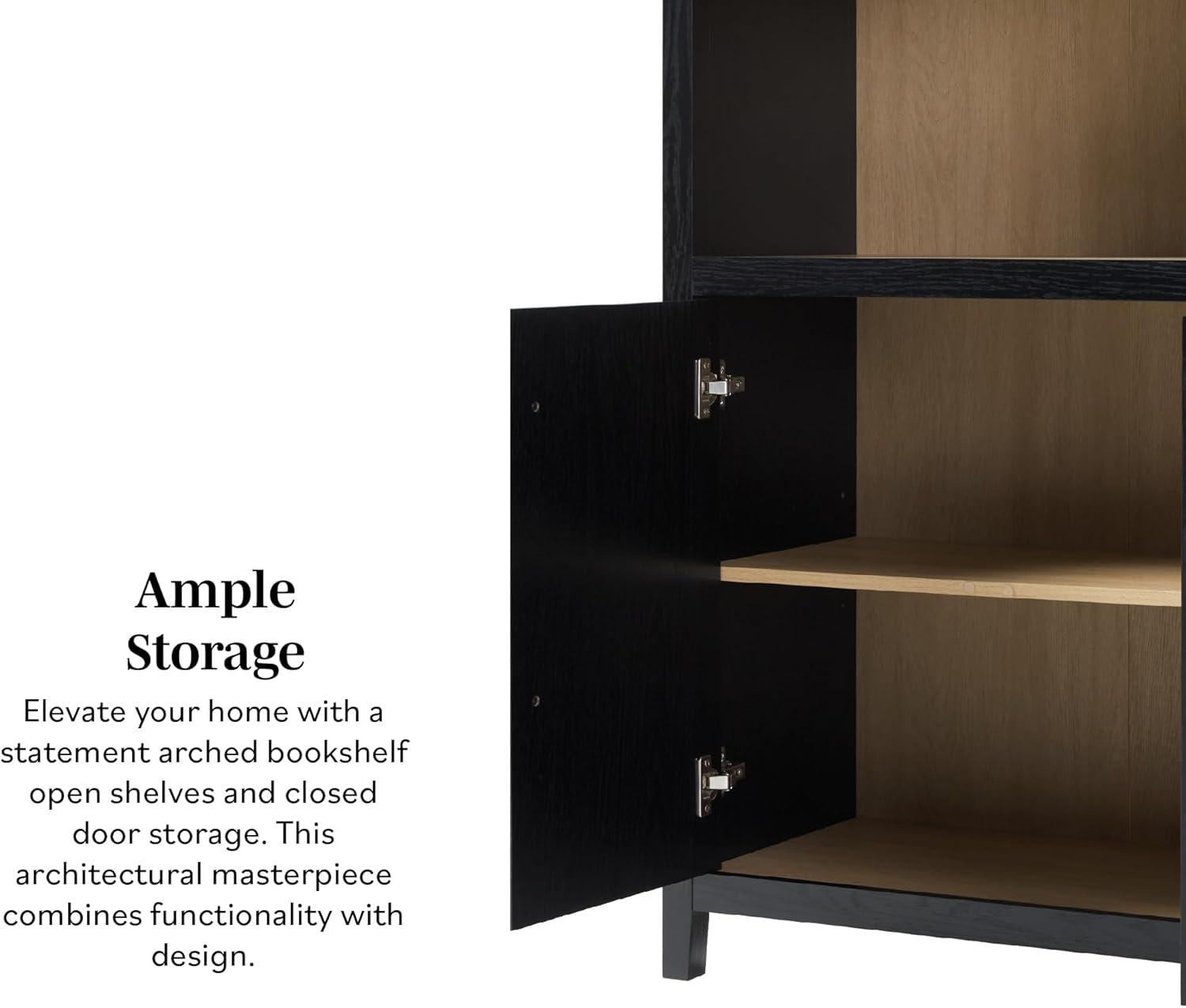 imageWalker Edison Modern Curved Top Open 5Shelf Bookcase Arched Bookshelf for Home Office Living Room Bedroom Versatile Attractive Storage Solution BlackBlack