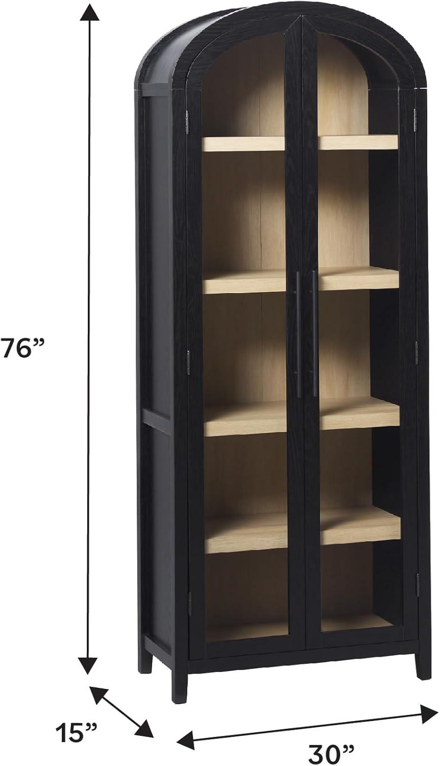 imageWalker Edison Modern Curved Top Open 5Shelf Bookcase Arched Bookshelf for Home Office Living Room Bedroom Versatile Attractive Storage Solution BlackBlack