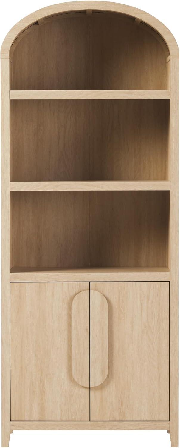 imageWalker Edison Modern Curved Top Open 5Shelf Bookcase Arched Bookshelf for Home Office Living Room Bedroom Versatile Attractive Storage Solution BlackCoastal Oak