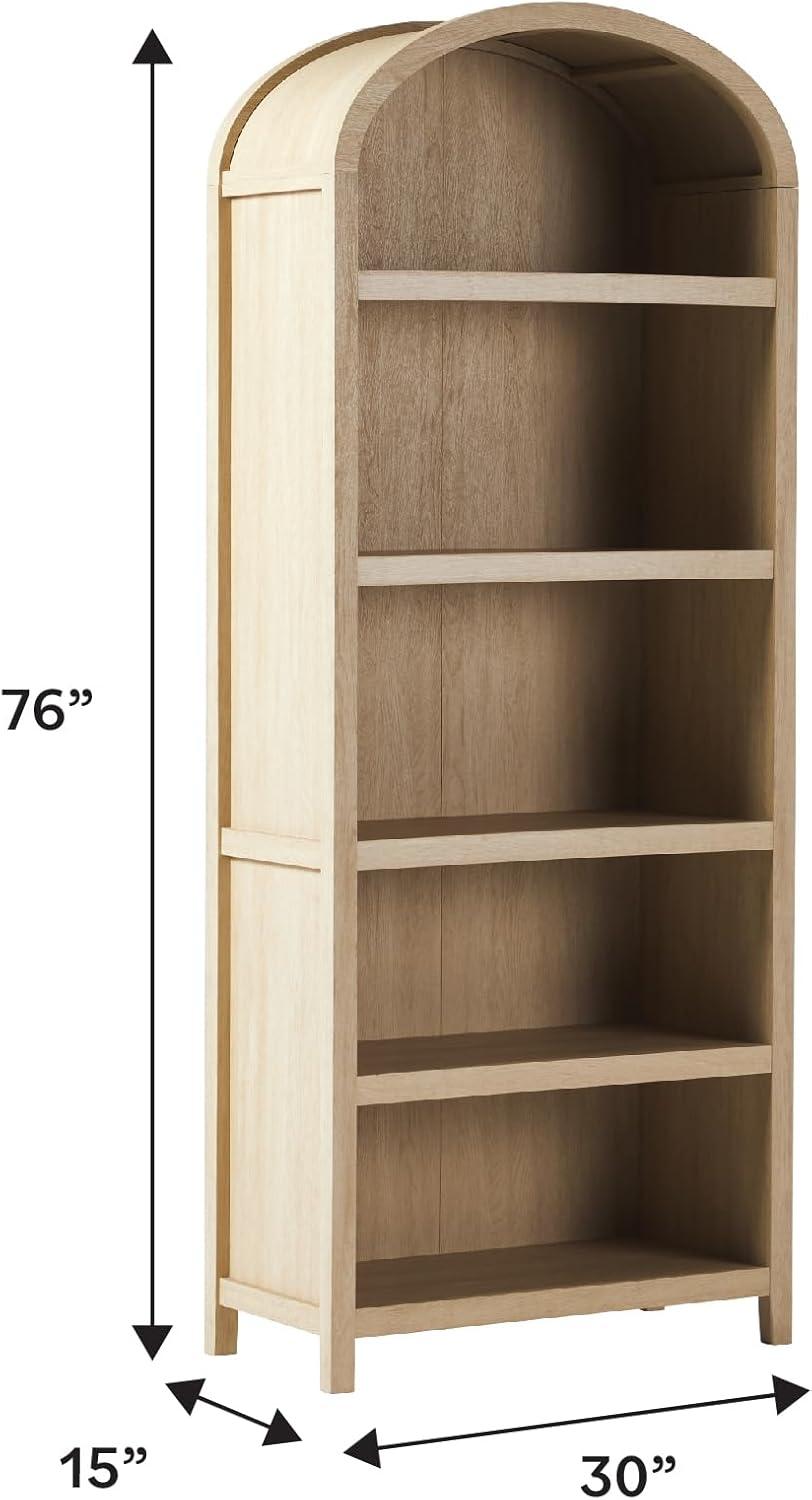 imageWalker Edison Modern Curved Top Open 5Shelf Bookcase Arched Bookshelf for Home Office Living Room Bedroom Versatile Attractive Storage Solution BlackCoastal Oak