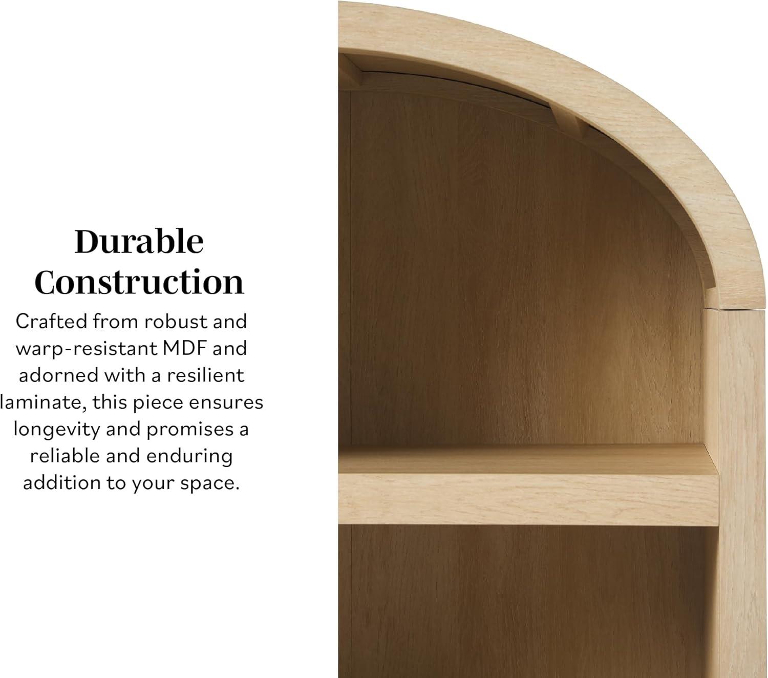 imageWalker Edison Modern Curved Top Open 5Shelf Bookcase Arched Bookshelf for Home Office Living Room Bedroom Versatile Attractive Storage Solution BlackCoastal Oak