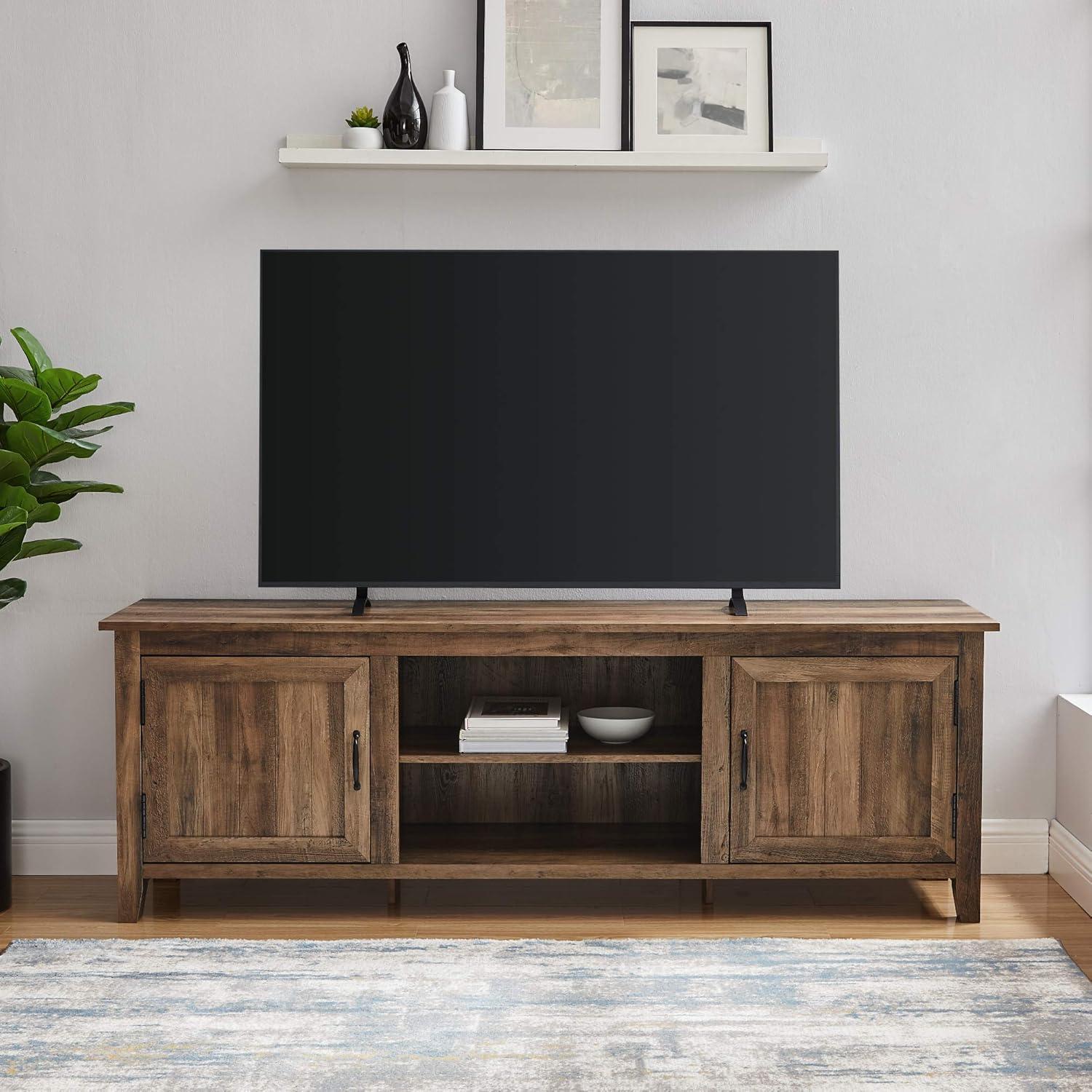 imageWalker Edison 70quot Rustic Oak TV Stand and 40quot Rustic Oak Metal X Coffee TableRustic Oak