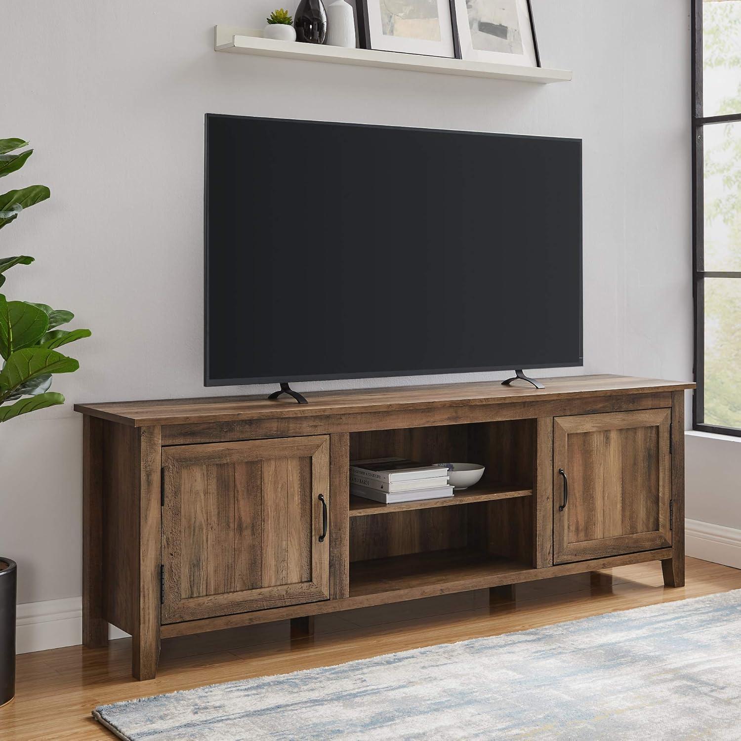 imageWalker Edison 70quot Rustic Oak TV Stand and 40quot Rustic Oak Metal X Coffee TableRustic Oak