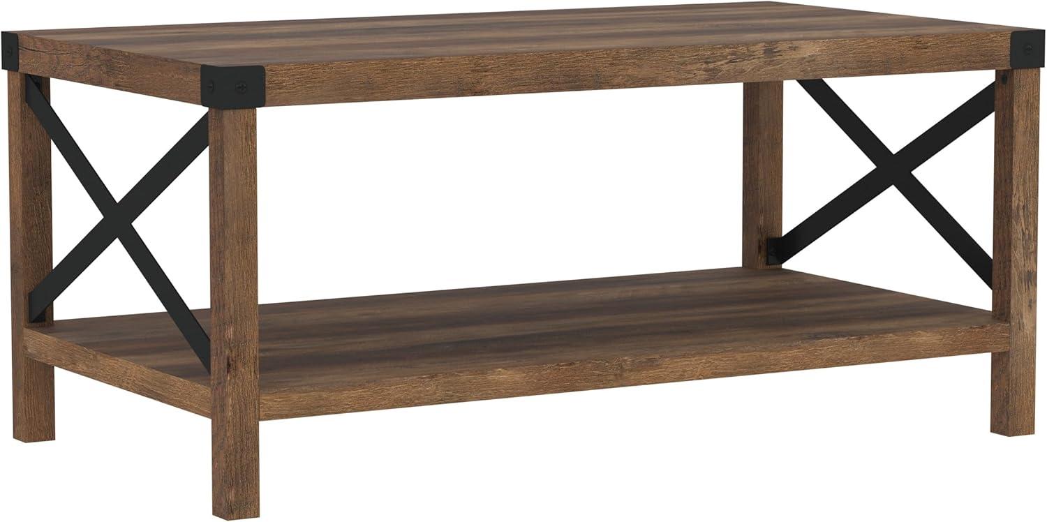 imageWalker Edison 70quot Rustic Oak TV Stand and 40quot Rustic Oak Metal X Coffee TableRustic Oak