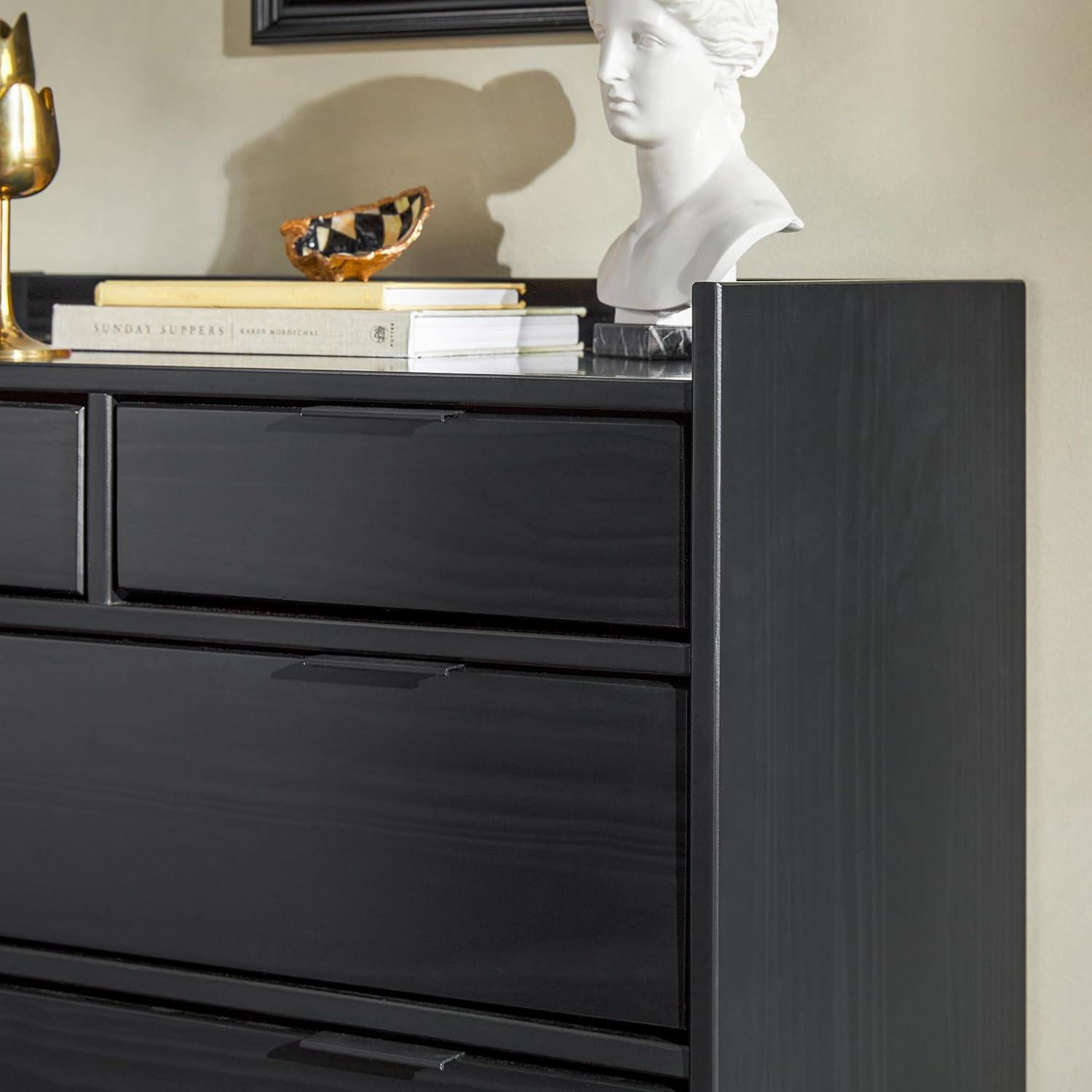 imageWalker Edison Blythe MidCentury Modern TrayTop Solid Wood 6Drawer Dresser 30 Inch BlackBlackt