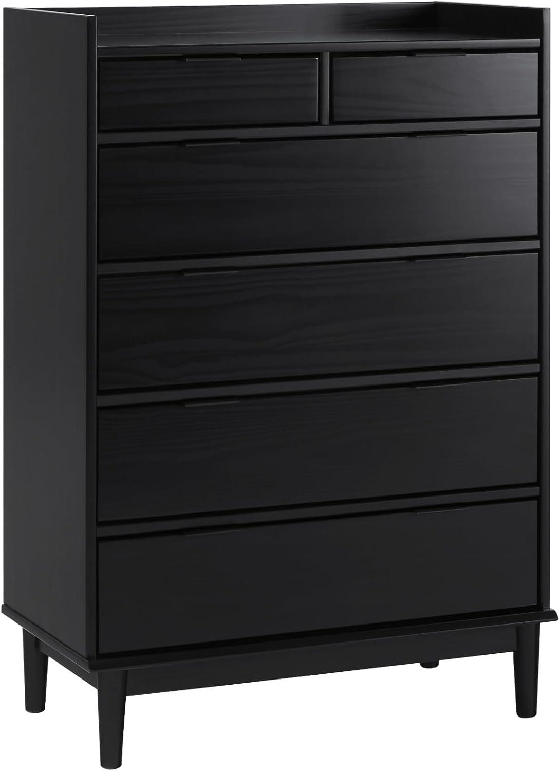 imageWalker Edison Blythe MidCentury Modern TrayTop Solid Wood 6Drawer Dresser 30 Inch BlackBlackt