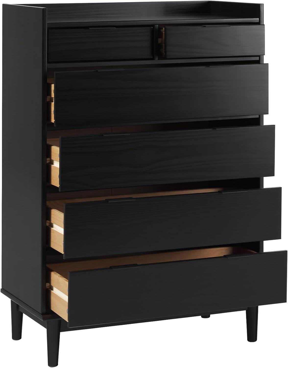 imageWalker Edison Blythe MidCentury Modern TrayTop Solid Wood 6Drawer Dresser 30 Inch BlackBlackt