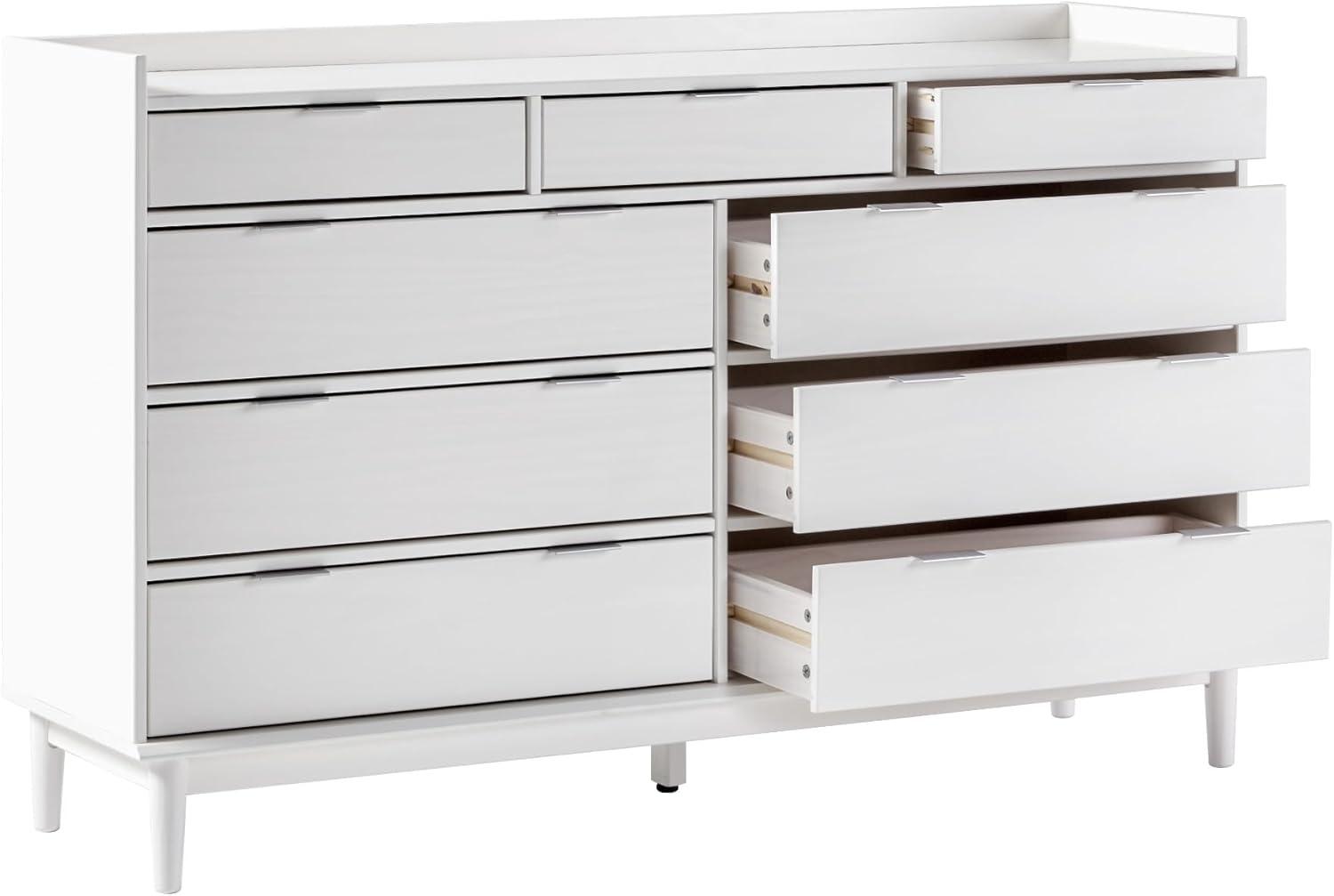 imageWalker Edison Blythe MidCentury Modern TrayTop Solid Wood 9Drawer Dresser 60 Inch BlackWhitet