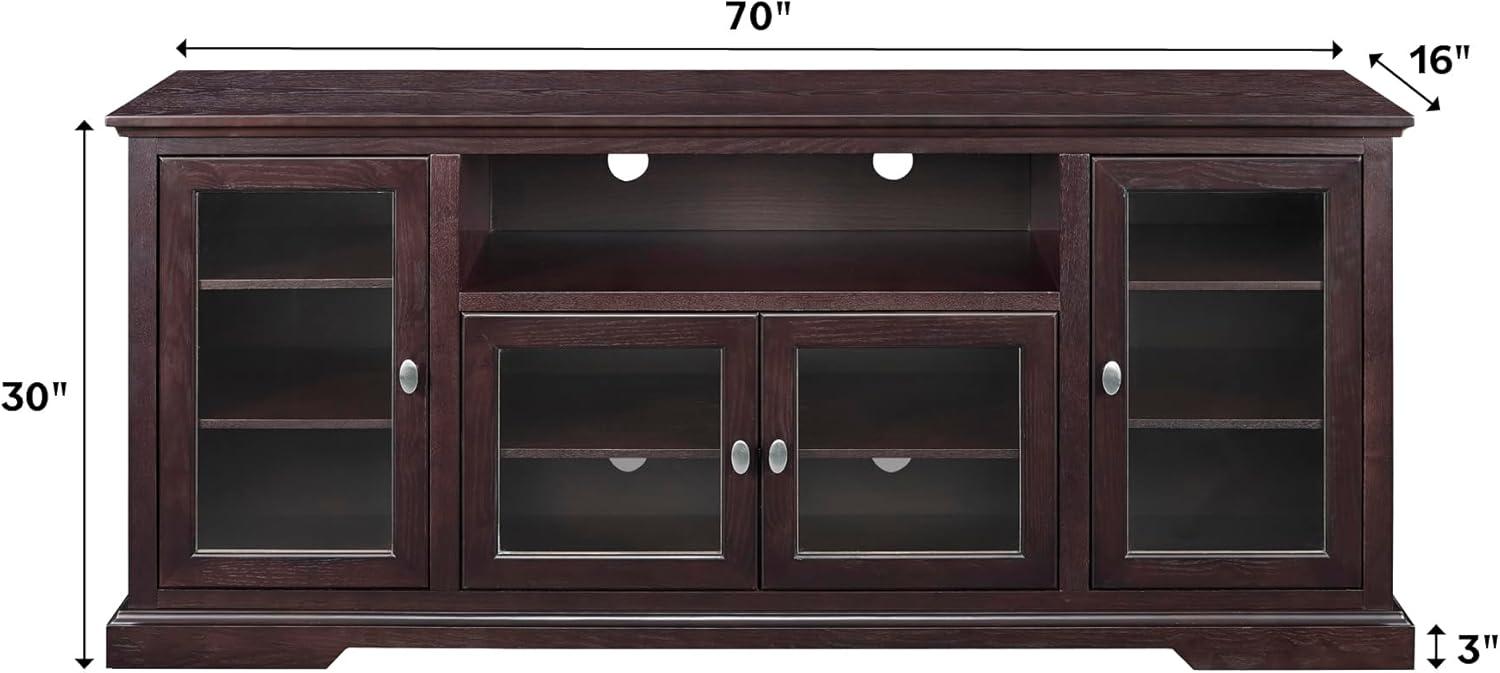 imageWalker Edison Brahm Classic Glass Door Storage TV Console for TVs up to 80 Inches 70 Inch BlackBlack