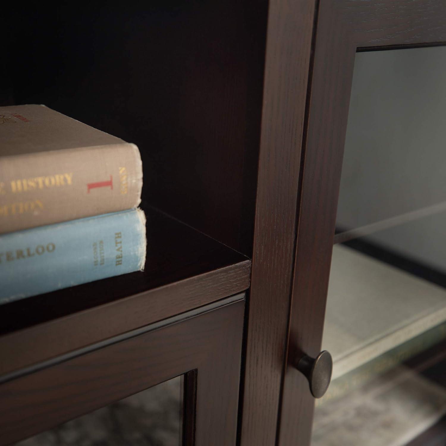 imageWalker Edison Brahm Classic Glass Door Storage TV Console for TVs up to 80 Inches 70 Inch BlackEspresso Brown