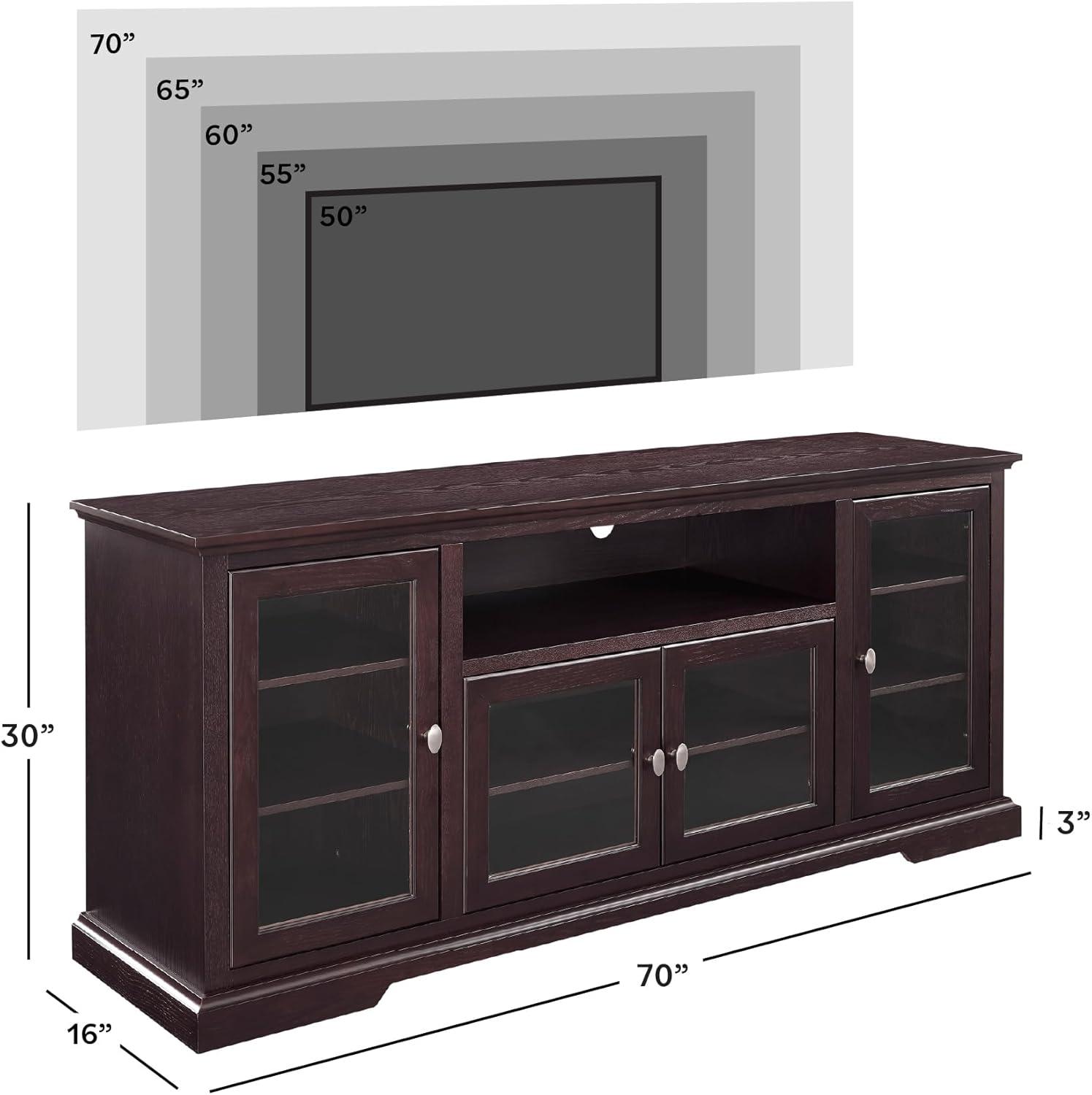 imageWalker Edison Brahm Classic Glass Door Storage TV Console for TVs up to 80 Inches 70 Inch BlackEspresso Brown