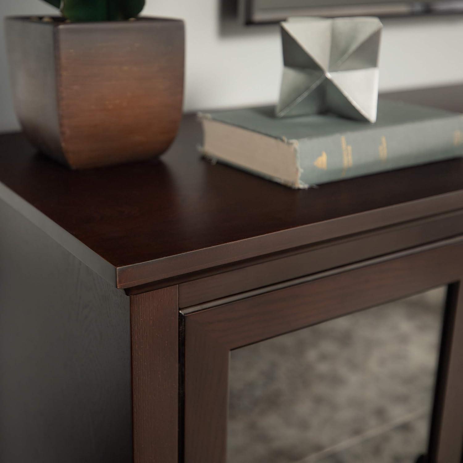 imageWalker Edison Brahm Classic Glass Door Storage TV Console for TVs up to 80 Inches 70 Inch BlackEspresso Brown