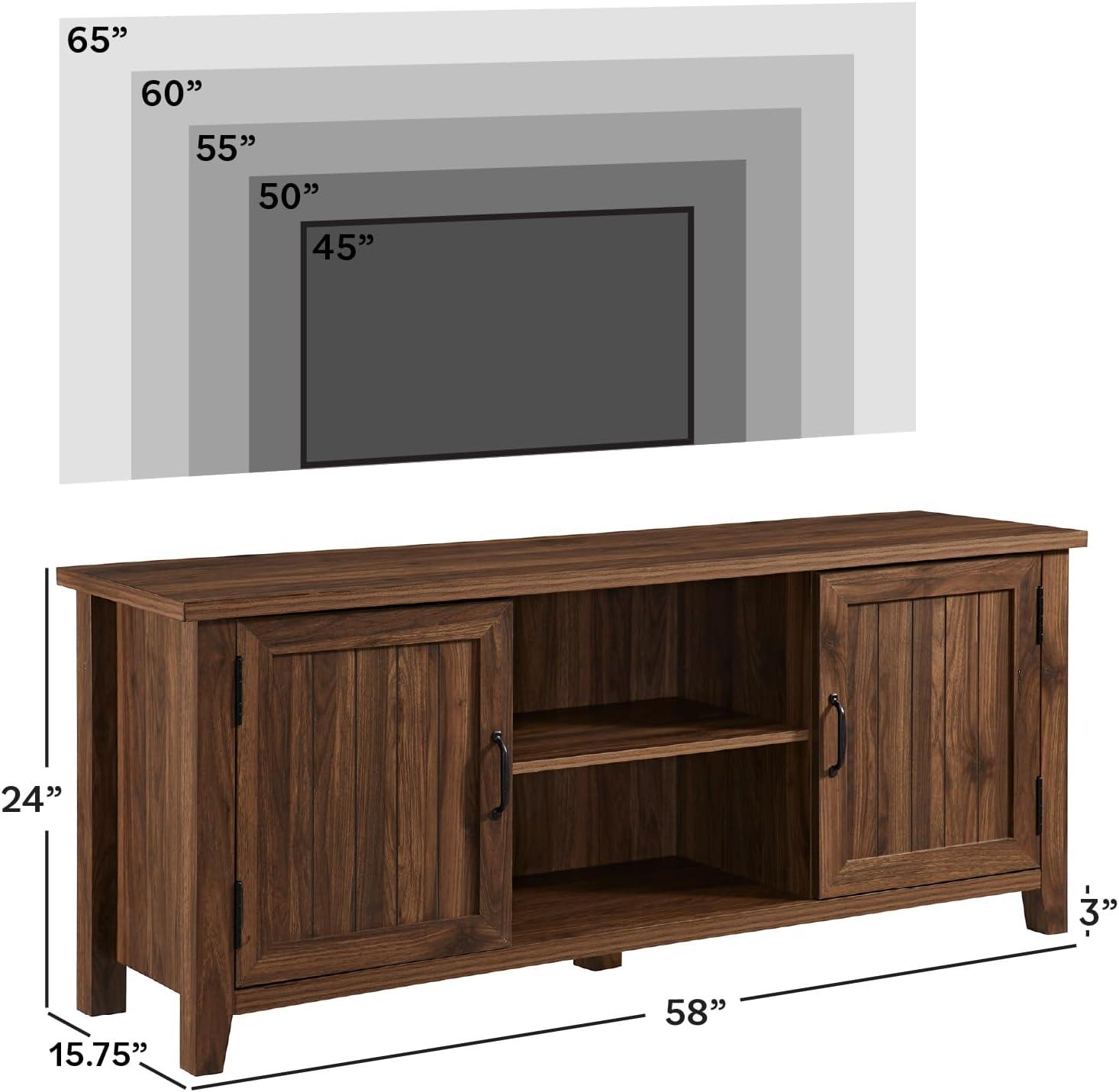 imageWalker Edison Buren Classic Grooved Door TV Stand for TVs up to 65 Inches 58 Inch Solid WhiteDark Walnut