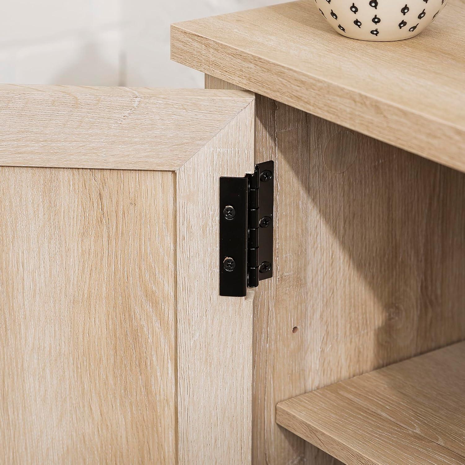 imageWalker Edison Buren Classic Grooved Door TV Stand for TVs up to 65 Inches 58 Inch Solid WhiteWhite Oak