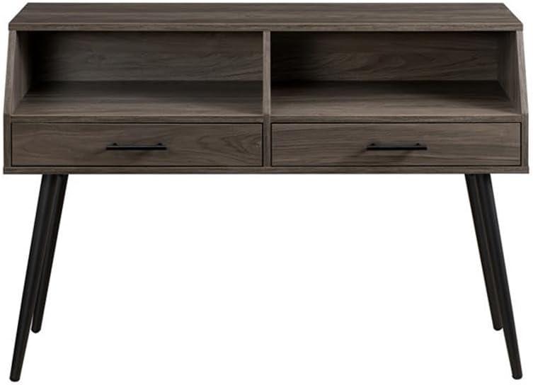 imageWalker Edison Contemporary Wood Angled Entryway Sofa Table Console 2 Drawers Storage Cubbies 44 Inch Slate GreySlate Grey