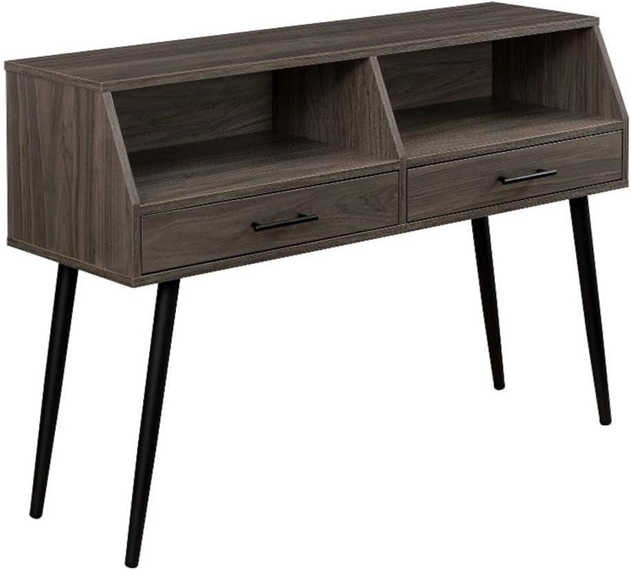 imageWalker Edison Contemporary Wood Angled Entryway Sofa Table Console 2 Drawers Storage Cubbies 44 Inch Slate GreySlate Grey
